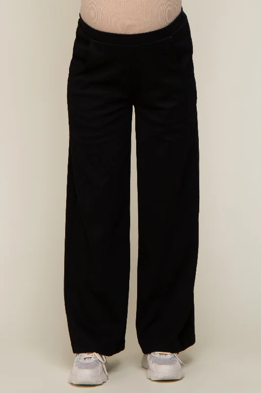 black-basic-wide-leg-maternity-lounge-pants