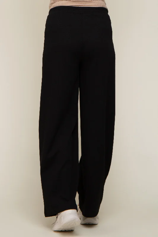 black-basic-wide-leg-maternity-lounge-pants