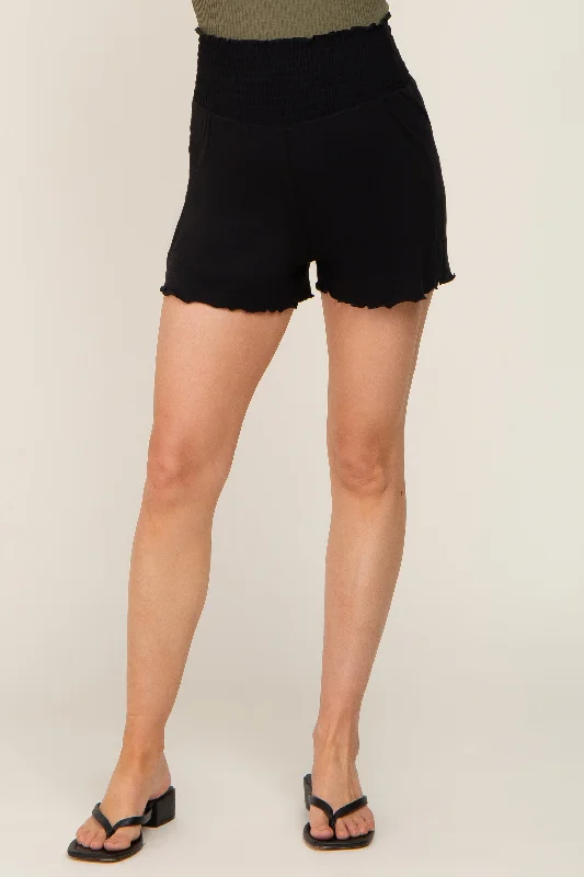 black-smocked-maternity-lounge-shorts