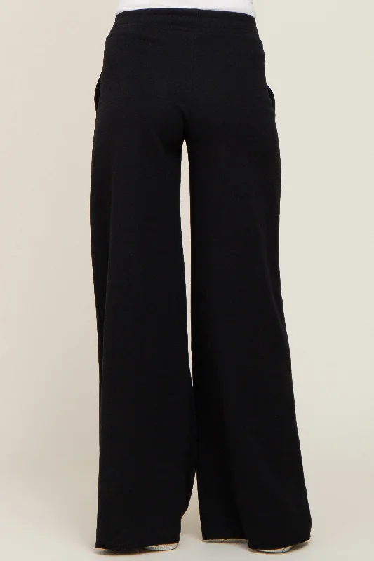 black-wide-leg-fray-hem-maternity-sweatpants