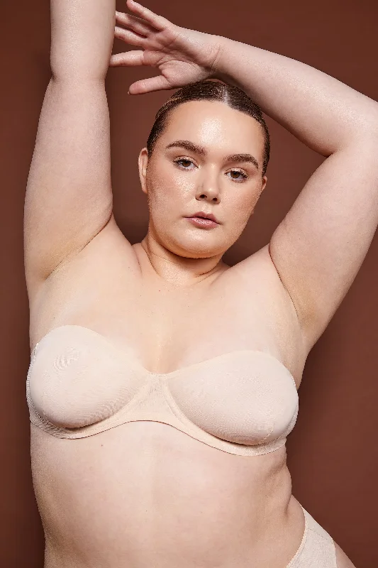 Soft Mesh Strapless Bra in Beige