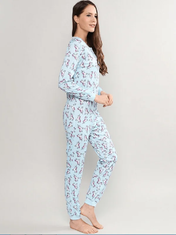 long-sleeve-unicorn-printing-button-down-o-neck-pajama-set