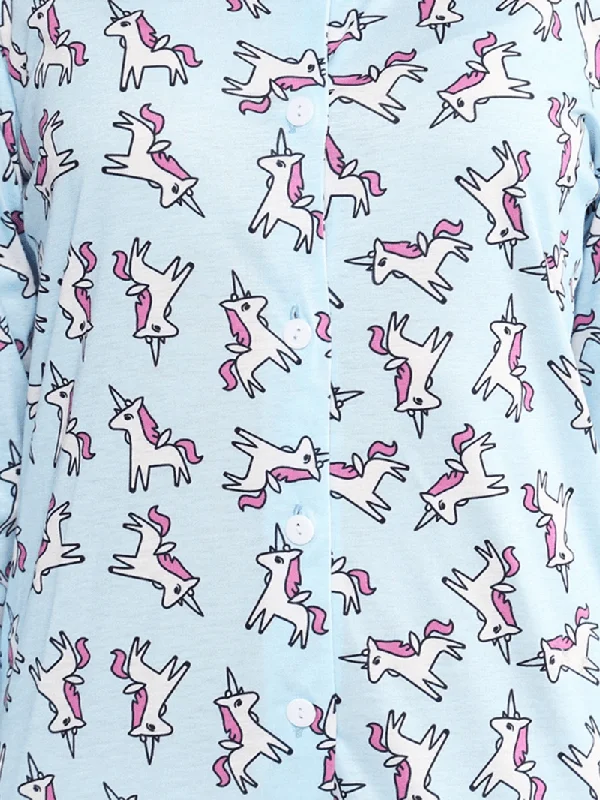 long-sleeve-unicorn-printing-button-down-o-neck-pajama-set