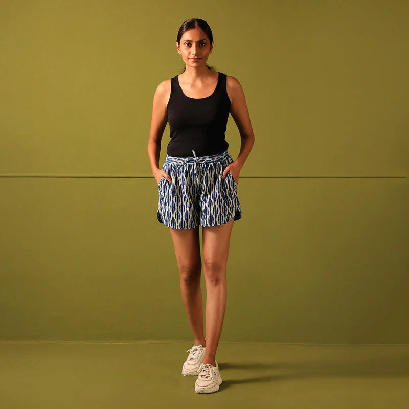 Pure Cotton Shorts | High Thigh | Printed | Indigo