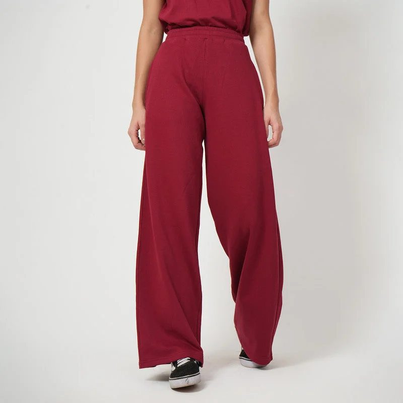 Organic Cotton Jogger Pants for Women | Wide | Maroon