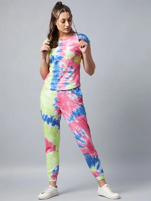 Women's Multicolored Tie & Dye Tracksuit Set - Stylestone