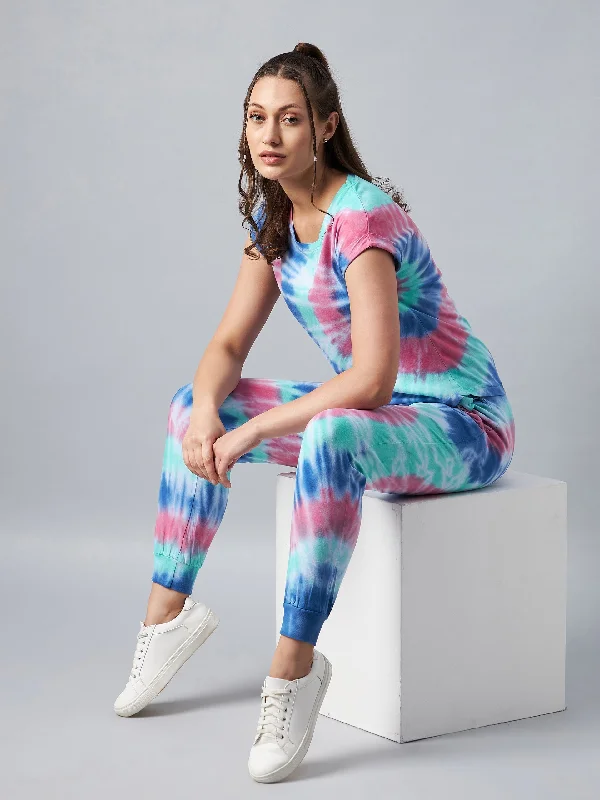 Women's Multicolored Tie & Dye Tracksuit Set - Stylestone