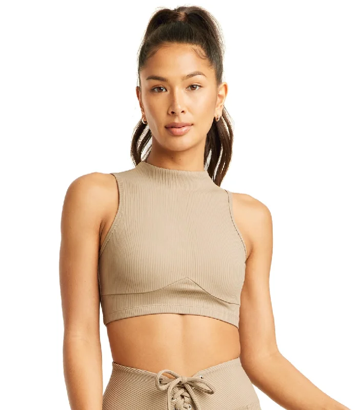 Year of Ours Ribbed Mock Neck Bra Caribou