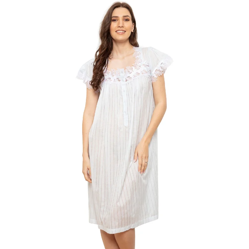 Cottonreal Women's BEV Checks & Stripes Nightdress