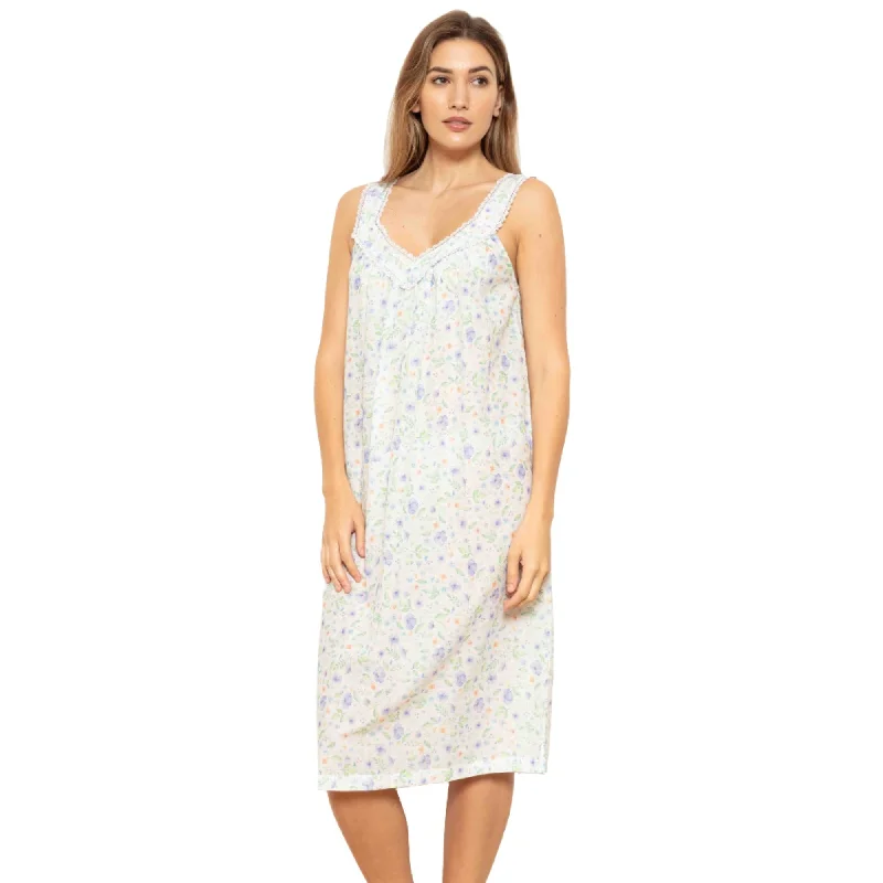 Cottonreal Women's ELLE Super Voile Pansy Flora Wide Strap Nightdress