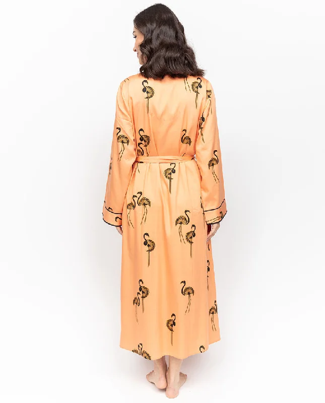 Hackney Flamingo Print Long Dressing Gown