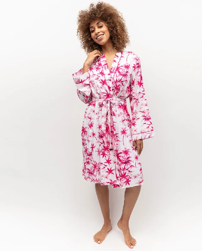 Hailey Palm Print Short Dressing Gown