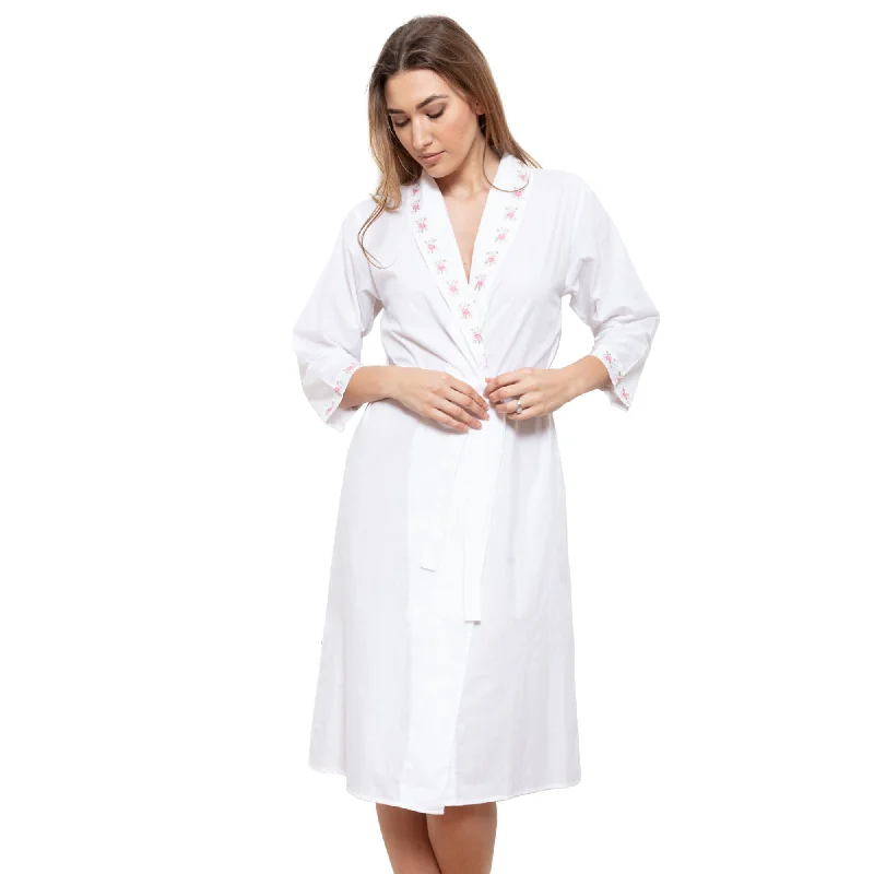 Cottonreal Women's Honey White/Rose Shawl Robe