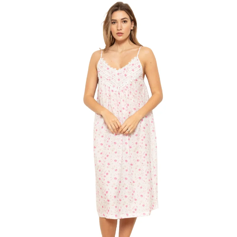 Cottonreal Women's KITTY Super Voile Mini Rose Pink Spaghetti Strap Nightdress