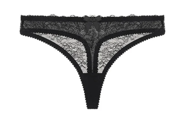 Kyoto Black Chantilly Lace Thong