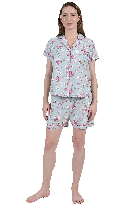 La Cera Boxer Pajama Set Blue