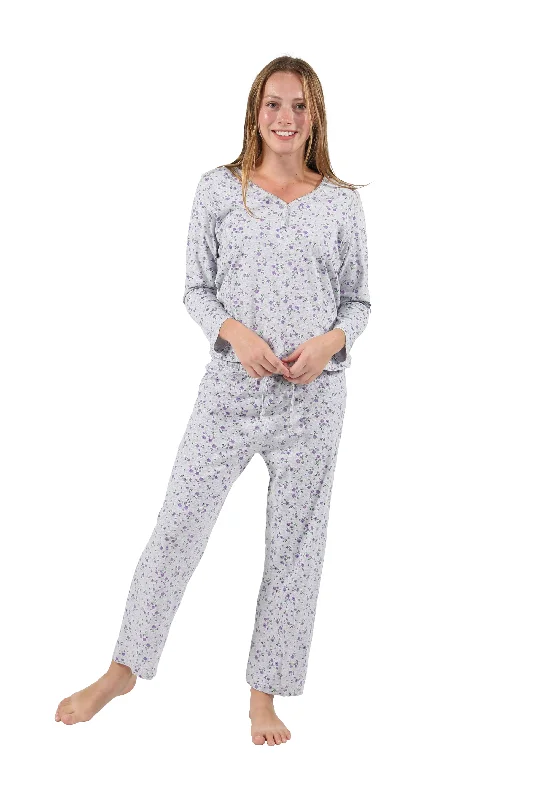 La Cera Knit Floral Pajama Set