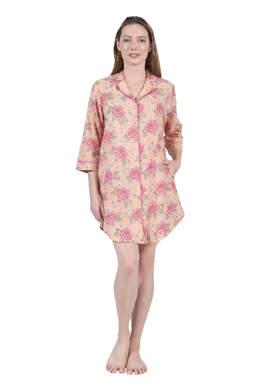 La Cera Floral Print Nightshirt