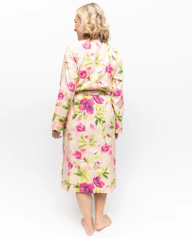 Tessa Lace Trim Floral Print Midi Dressing Gown