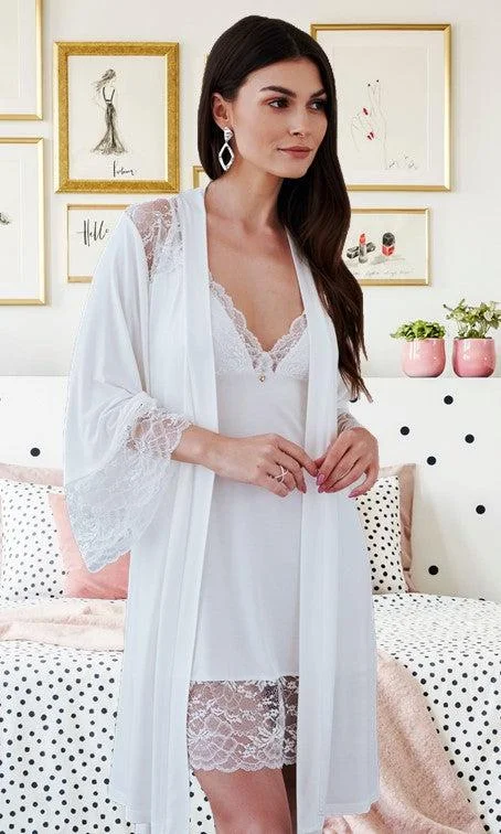 Vanilla Nightwear Ivory Lace Robe