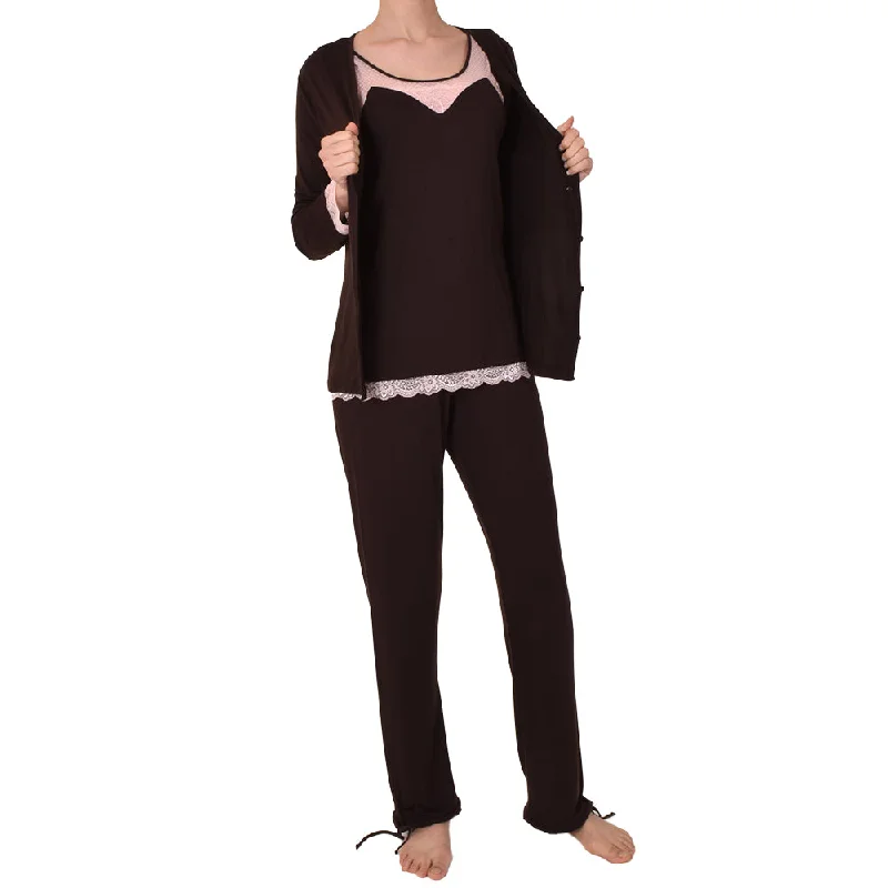 Yamamay 3Pcs Pyjamas Set Coffee