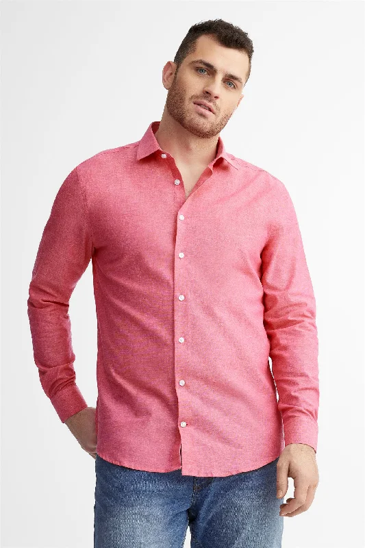 Chemise habillée coupe ajustée coton et lin - Homme