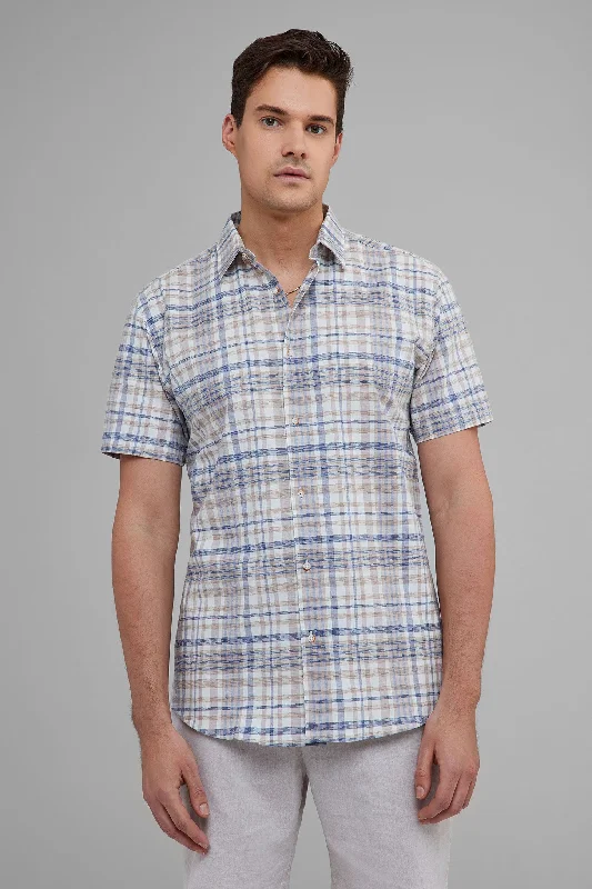 Chemise manches courtes en coton et lin - Homme