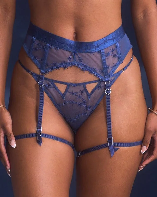 Cut Throat Panty + Garter in Midnight