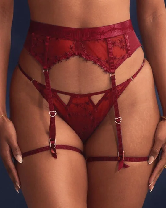 Cut Throat Panty + Garter in Rouge