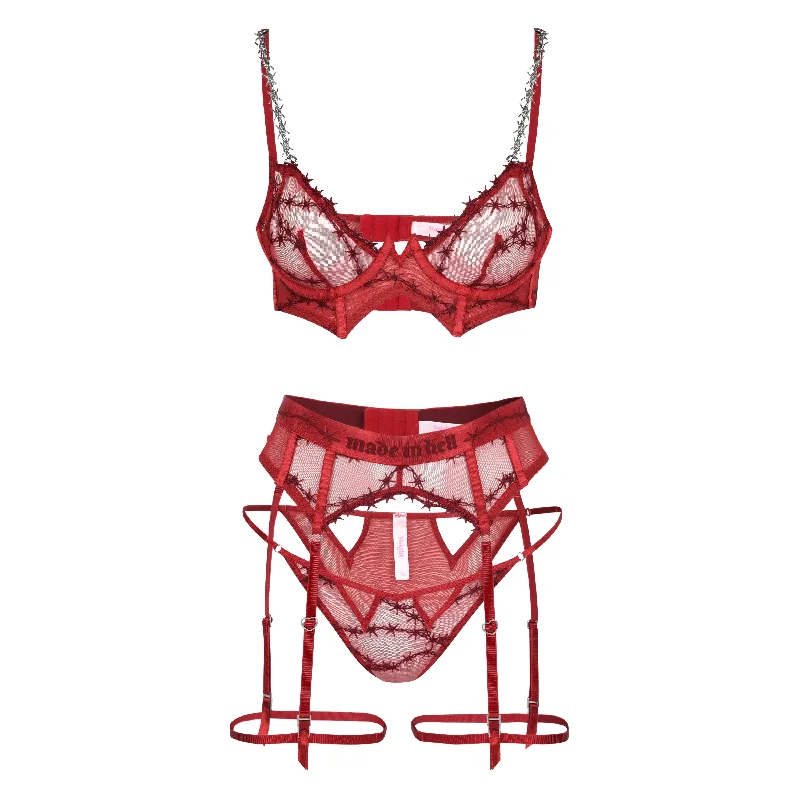 Cut Throat Panty + Garter in Rouge