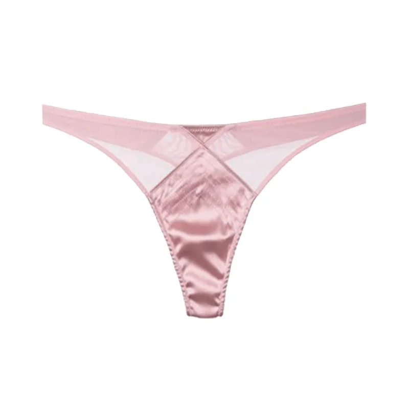 Fleur du Mal: Satin Top Stitch Thong - Rose