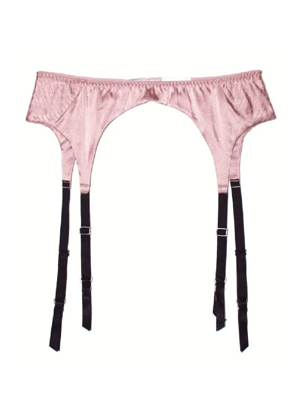 Fleur du Mal: Satin Top Stitch Garter Belt - Rose