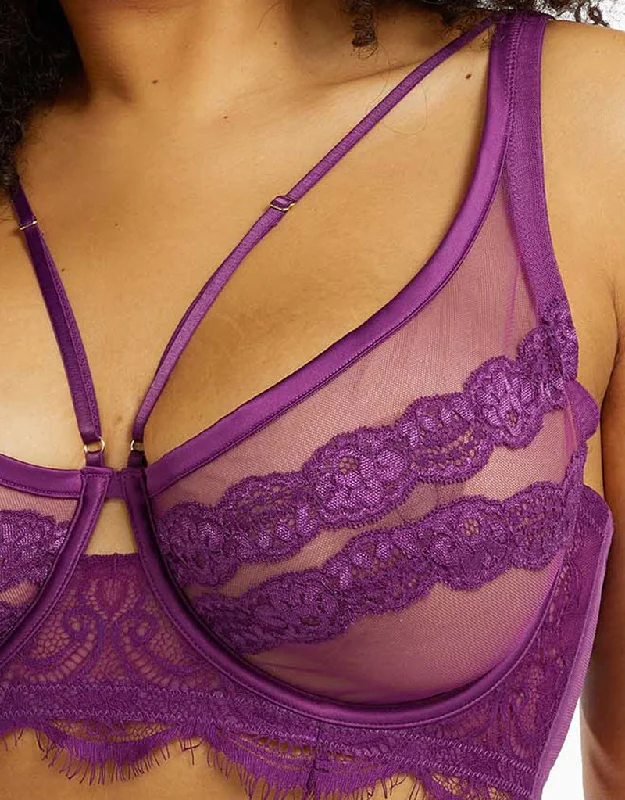 Gabi Fresh x Playful Promises Aria Lace Trim High Apex Bra Aubergine Purple