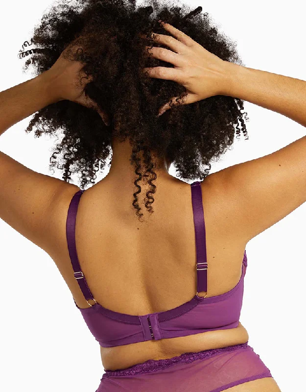 Gabi Fresh x Playful Promises Aria Lace Trim High Apex Bra Aubergine Purple