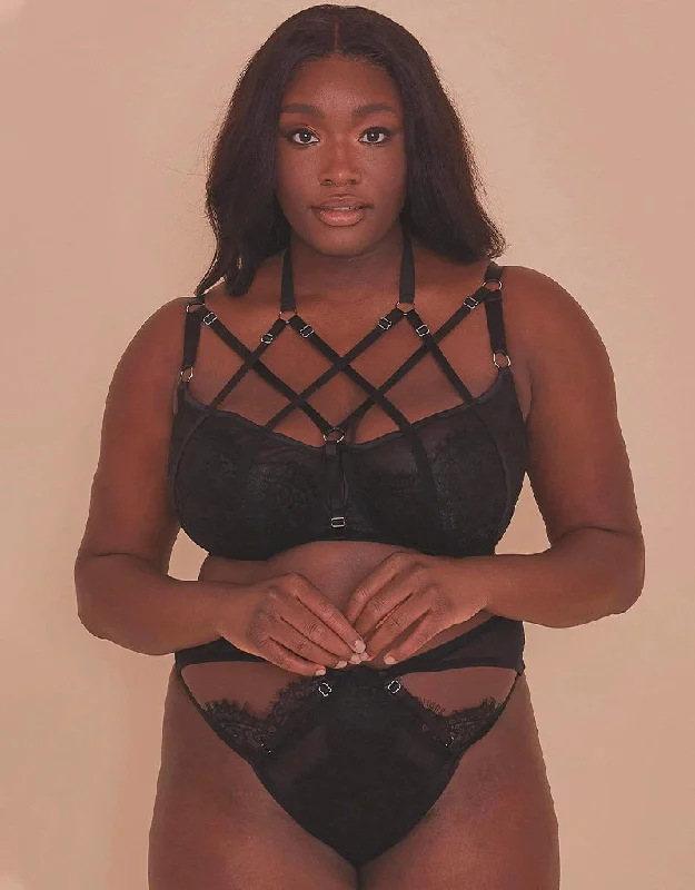 Gabi Fresh x Playful Promises Leandra Full Cup Strapped Up Bra Black