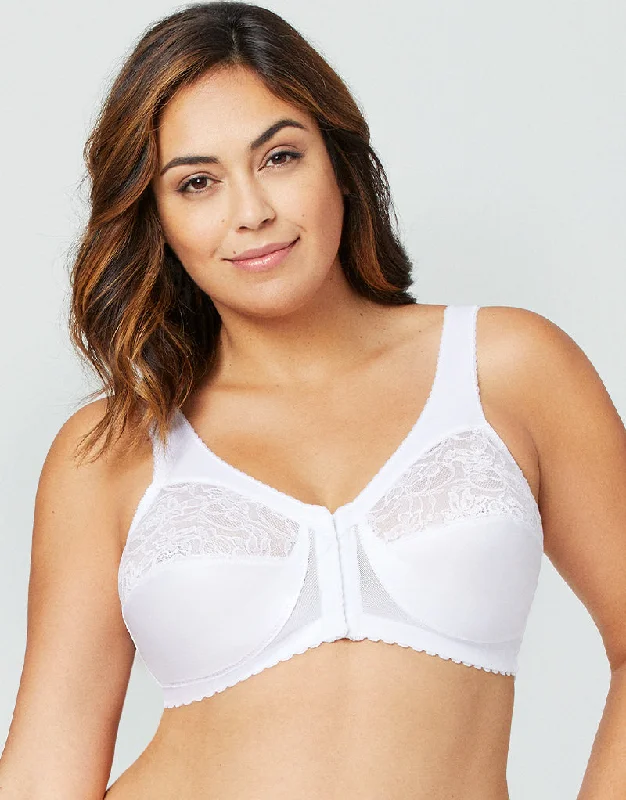 Glamorise Front Close Wire-Free Support Bra White