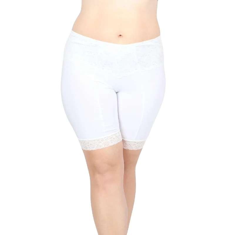 Lace Anti Chafing Shortlette Slipshort 9"" | White