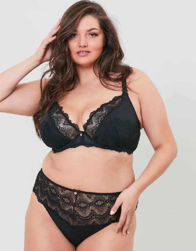 Oola Fan Lace Half Cup Bra Black