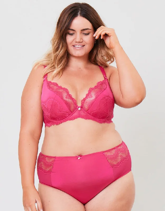 Oola Fan Lace Half Cup Bra Bright Pink