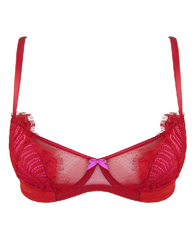 Playful Promises Love Padded Half Cup Bra Pink/Red