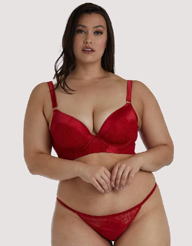 Playful Promises Melina Longline Plunge Bra Red