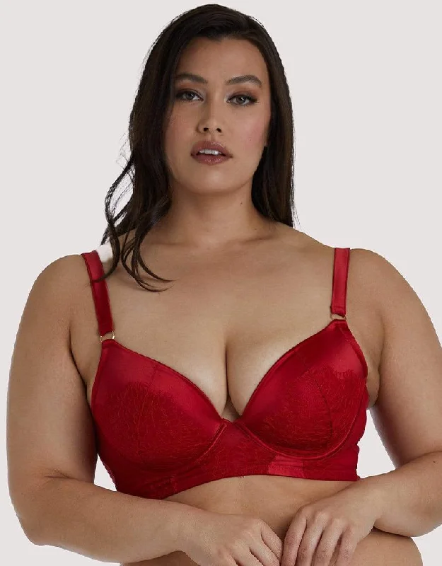 Playful Promises Melina Longline Plunge Bra Red