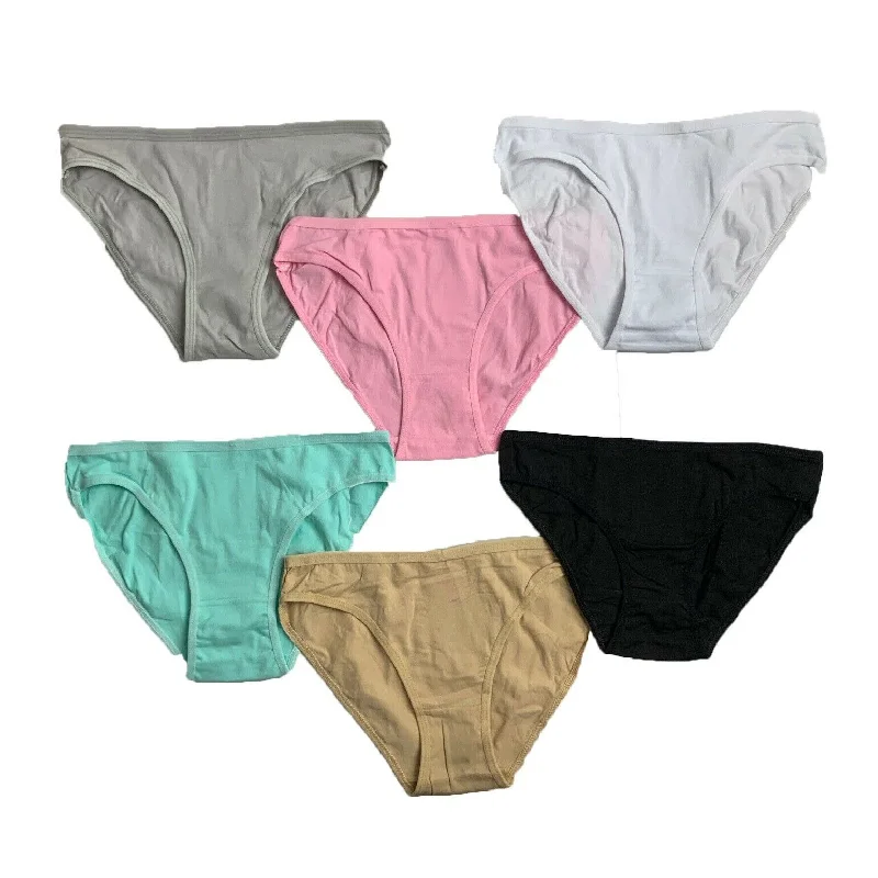 6 x Womens Solid Cotton Bikini Underwear Brief Sexy Panties Comfy