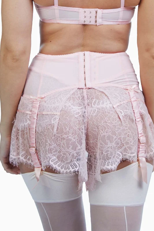 Doris Peach Embroidered Retro Suspender Belt