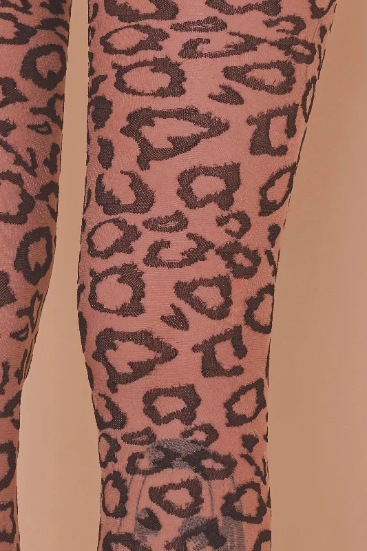 Bettie Page Leopard Knit Stockings AUS 8 - 22