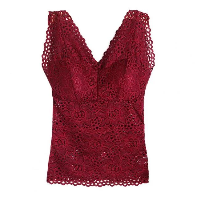 Sexy Lace V-neck Vest with Pads