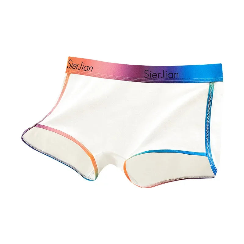 Women Rainbow Waistband Panties Cotton Under Skirt Boxers Shorts Female Underwear Comfortable Underpants Sexy Intimates Lingerie