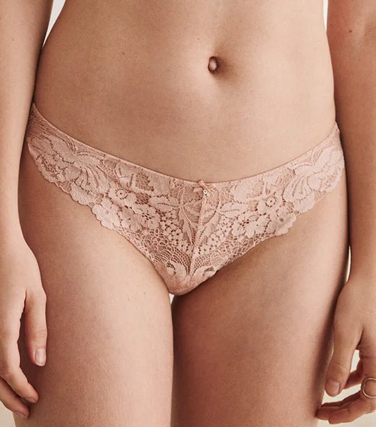 Brazilian Microfiber Lace Briefs Pink