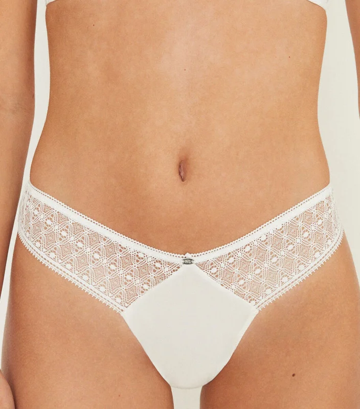 Lace and Microfiber Tanga White