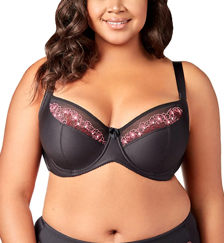 Elila Swiss Embroidery Balcony Underwire Bra (2918) - Black